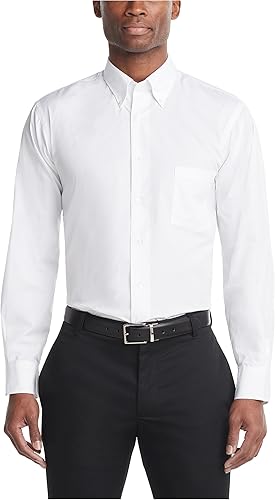 Van Heusen Men's Dress Shirts Regular Fit Silky Poplin Solid
