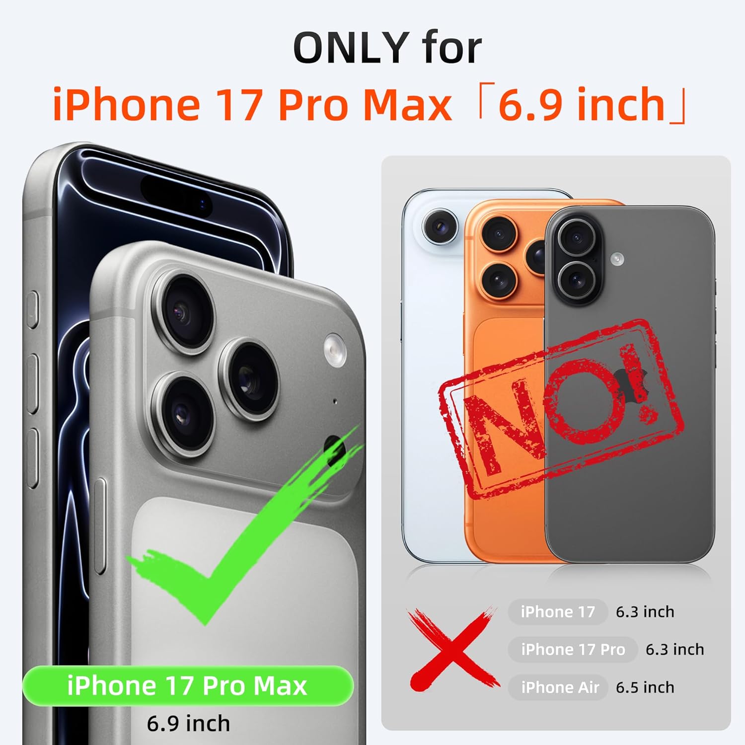 VISOUL Pebbled Leather Wallet Case for iPhone 17 Pro Max 6.9" 2025, Genuine Leather Flip Folio Cover with RFID Blocking Card Holders, Kickstand, Soft TPU Protective Flip Cover -Black+Orange - Image 2