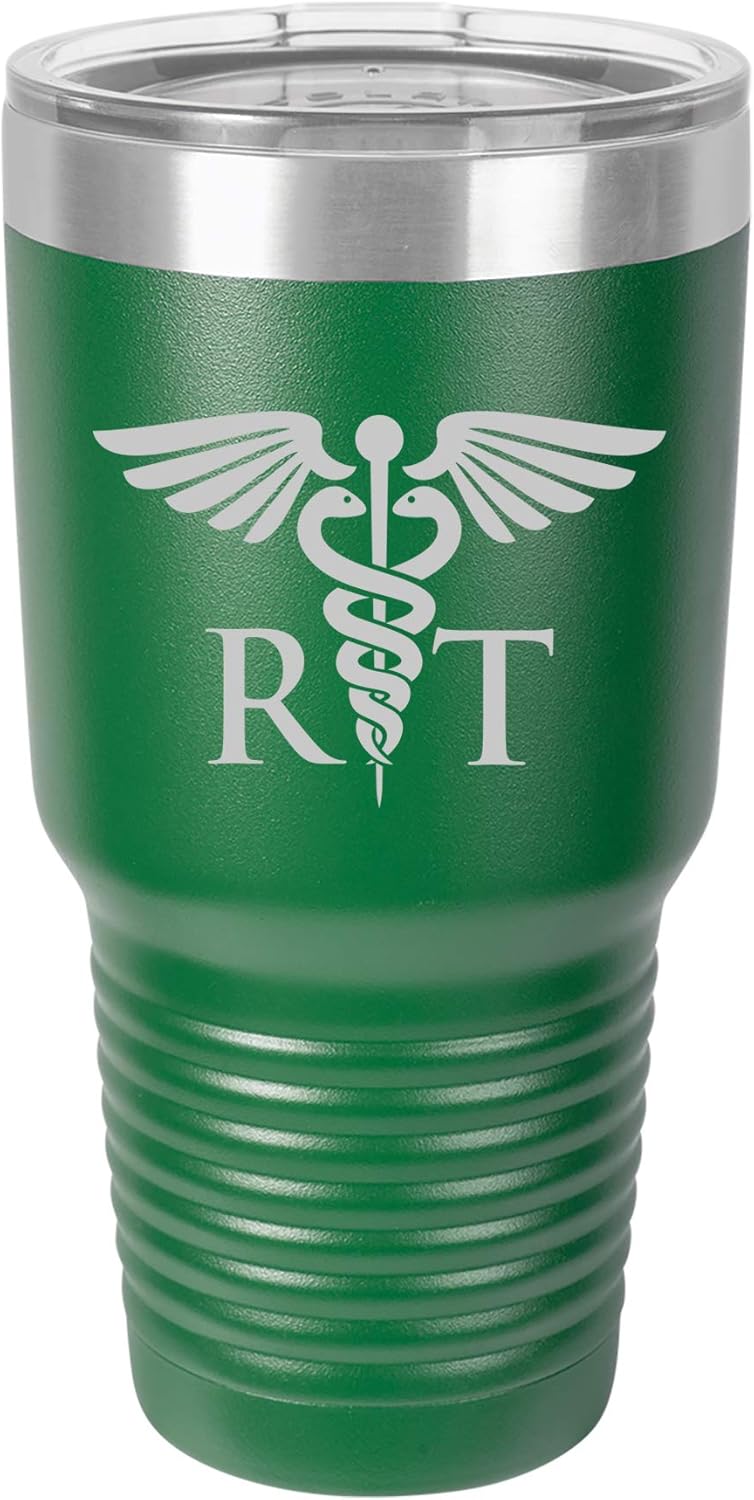 Tumbler Stainless Steel Vacuum Insulated Travel Mug RT Respiratory Therapist (Black, 30 oz)