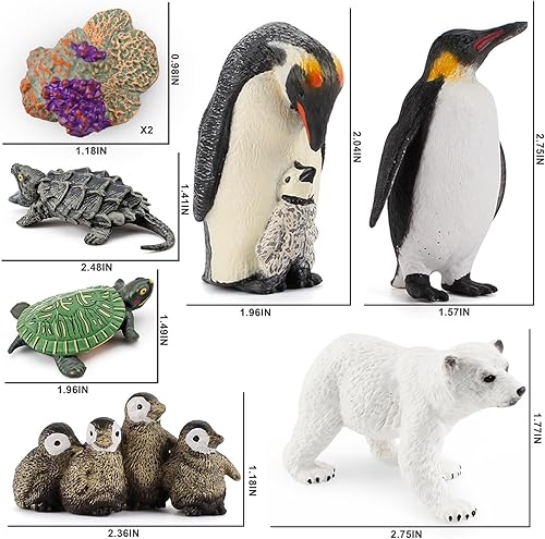 Miniatura 6 de VonkoTuo Juguetes de animales marinos, 8 piezas, figuras de animales árticos, oso polar, pingüino, tortuga, modelo, decoración de pasteles, regalos