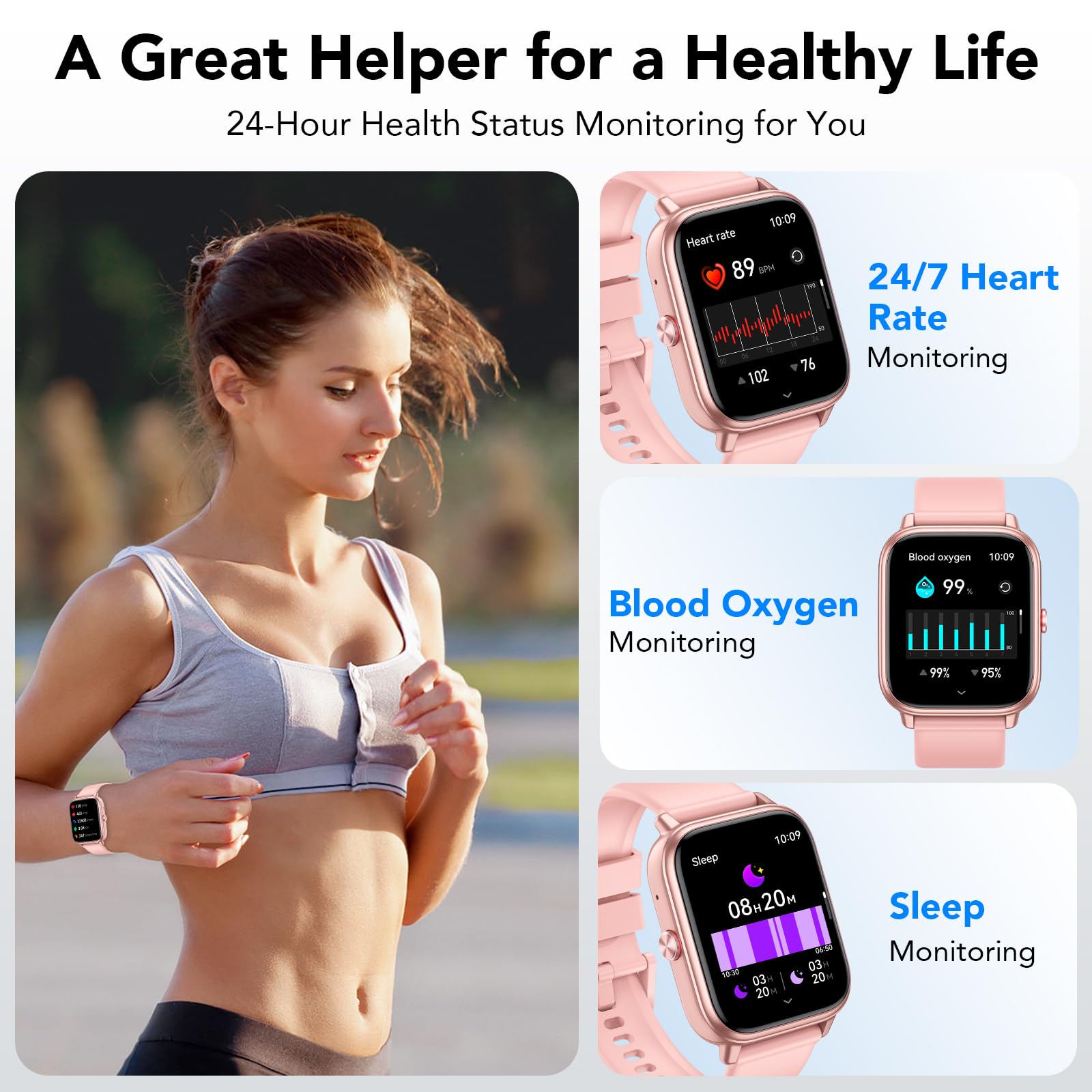 Smartwatch Uomo Donna, 1.83"HD Orologio con Chiamate Bluetooth, 110+ Modalità Sportive, Fitness Tracker con Batteria da 1000mAh, Autonomia 20 Giorni, Impermeabile IP68 Smartwatch per Android/iOS