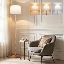 SUNMORY Real Wood Floor Lamps for Living Room, 63" Tall Boho Standing Lamp | Mid Century Modern Lamp with 3 CCT LED Bulb, Rotary Switch, Vintage Farmhouse Lamps for Bedroom, Corner, Office, Home Decor