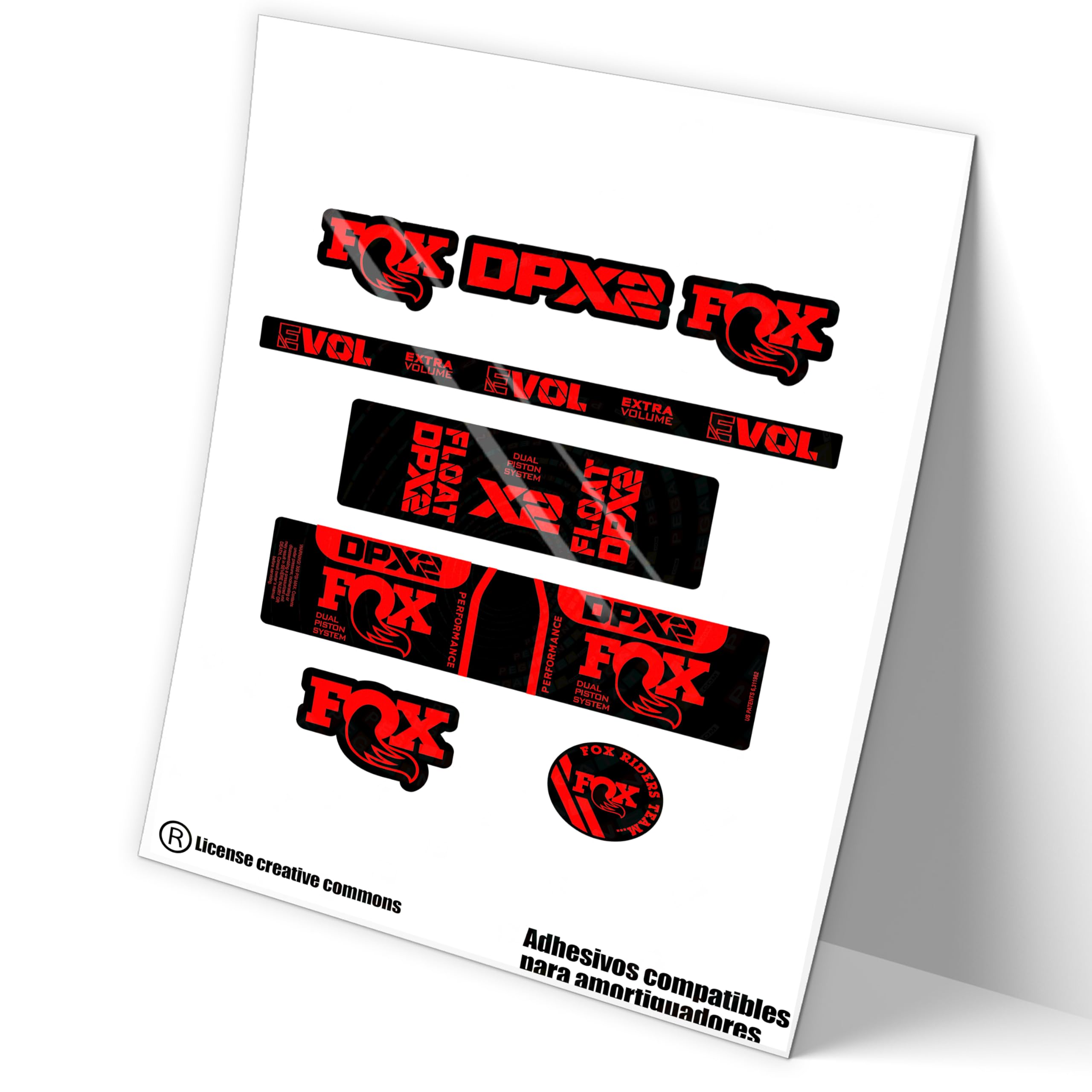 REF:VP479 Stickers compatible with FOX FLOAT DPX2 PERFORMANCE 2021-22 MTB shock absorber, stickers, stickers, stickers, vinyls for mountain bikes. (FLUOR-RED)