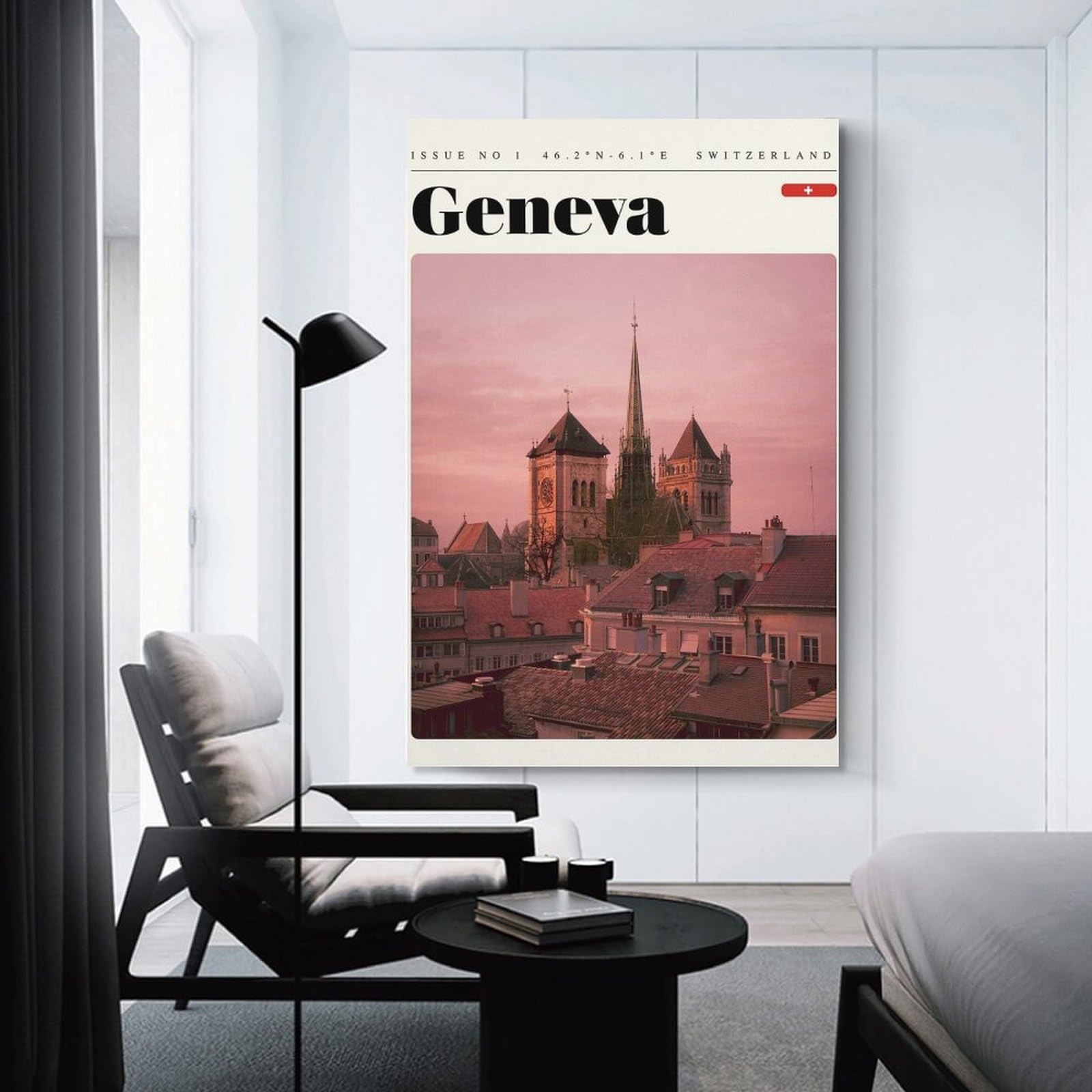 Junmoney Unframe-Style-12 Geneva Switzerland Travel Art Wall Picture Print, 16X24inch(40X60cm), For Wall Displays, Bedrooms Or Room Updates, Decorative Artwork With Flexible Styling