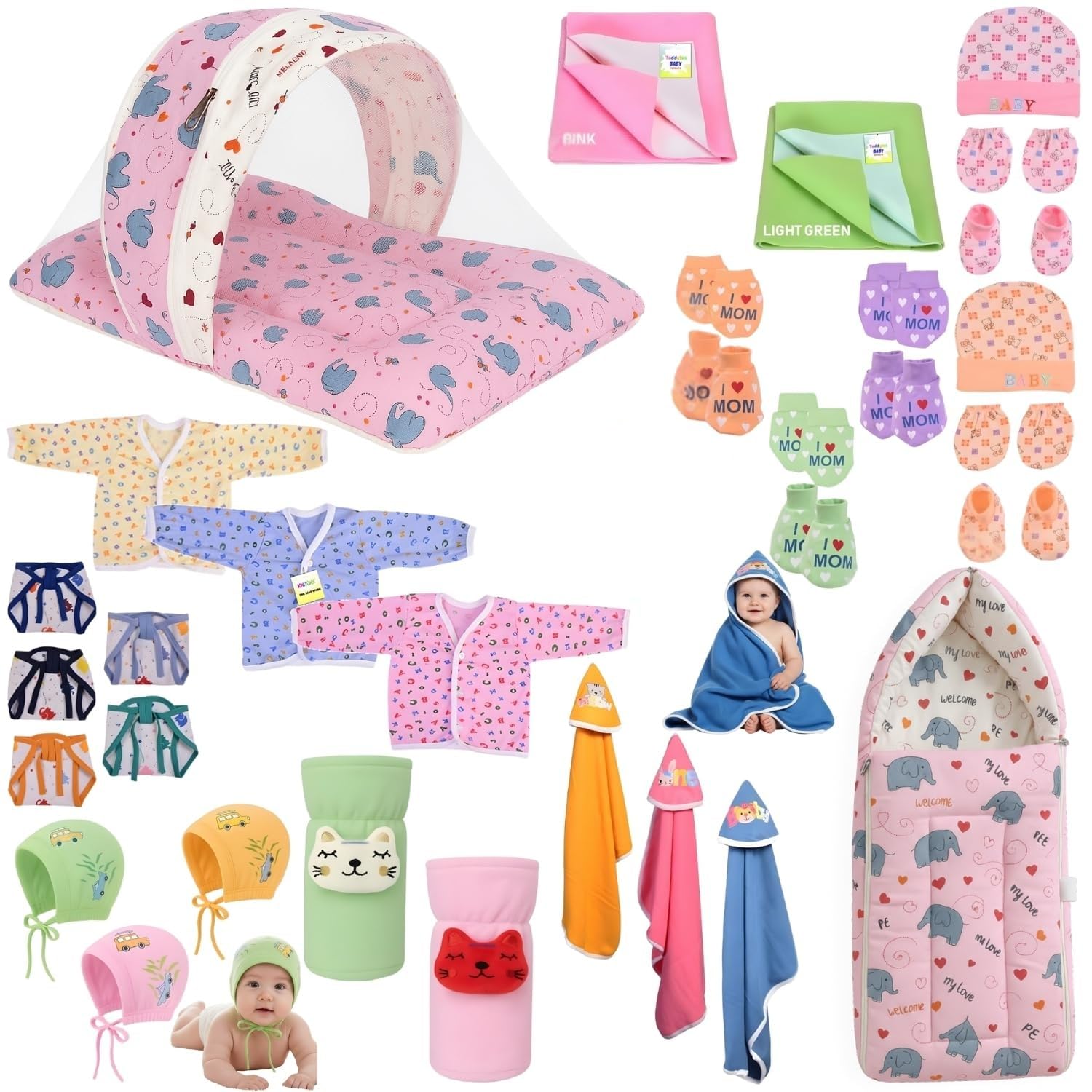 Toddylon 26 in 1 Baby Essentials for Newborn Kit | New Born Set 0-6 Months | Newborns Baby Kit Combo Set | Hospital Kit for Infant | First Born Clothes & Bedding Combo Pack (Pink)-image-23
