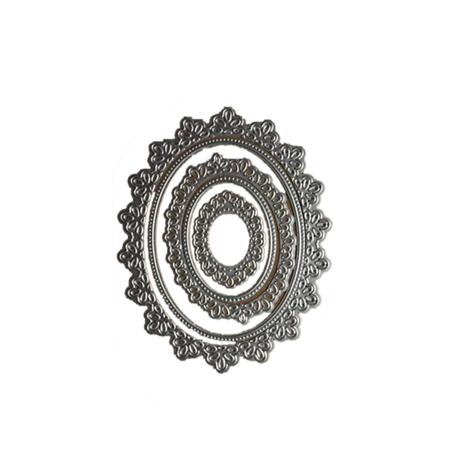 Fustelle per scrapbooking fai da te stampo ovale cornice fiore metallo fustella fai da te scrapbooking carta album stencil - argento