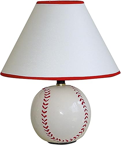 Miniatura 1 de Ore International 604BB-A - Lámpara de mesa de béisbol de cerámica de 60 W, color blanco y crema