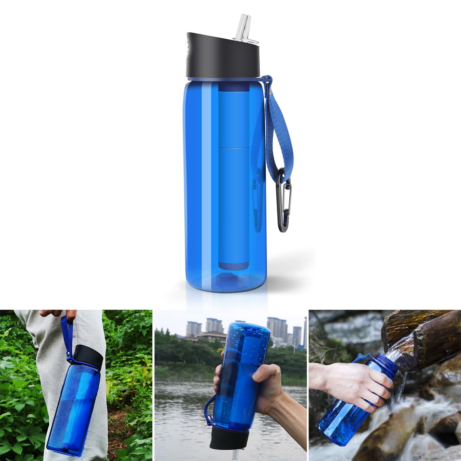 Water Bottle Water Kettles with Filter Outdoor Camping Sports Survival Water Filter Filtration Bottle