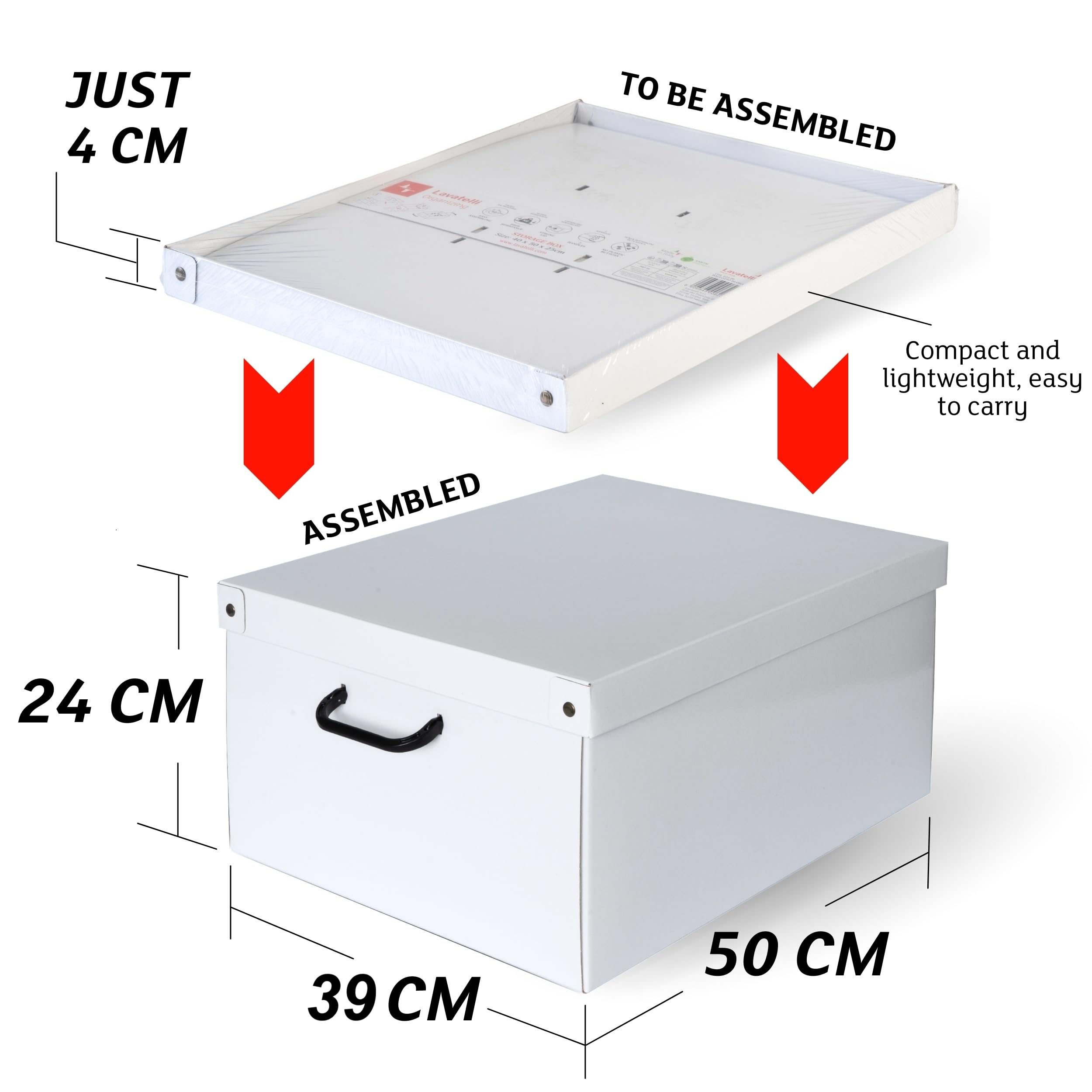 Image secondaire de Lot de 6 Boîtes de Rangement Lavatelli avec Couvercle - Organisateurs en Carton Décoratif