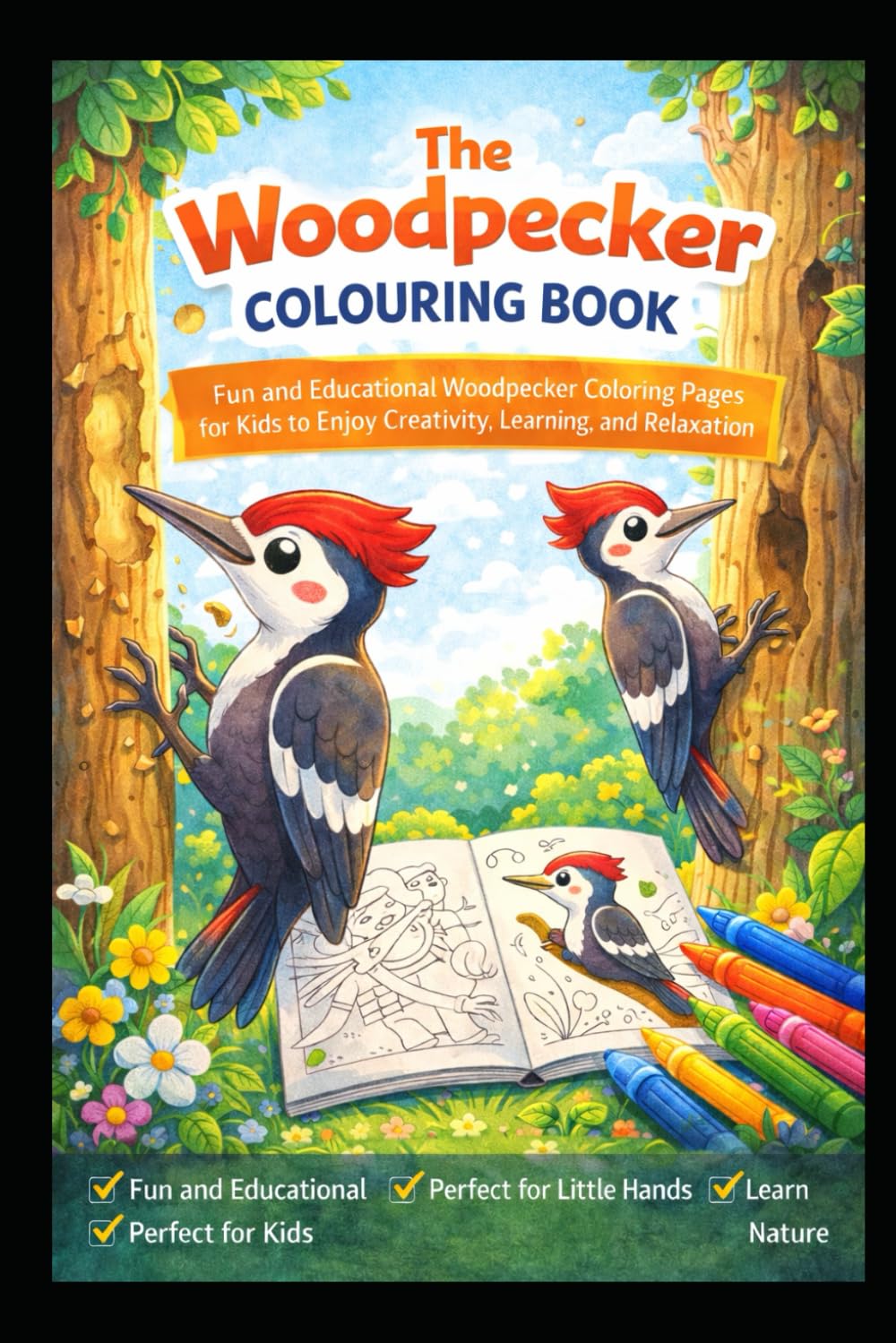 The Woodpecker Colouring Book: Fun and Educational Woodpecker Coloring Pages for Kids to Enjoy Creativity, Learning, and Relaxation