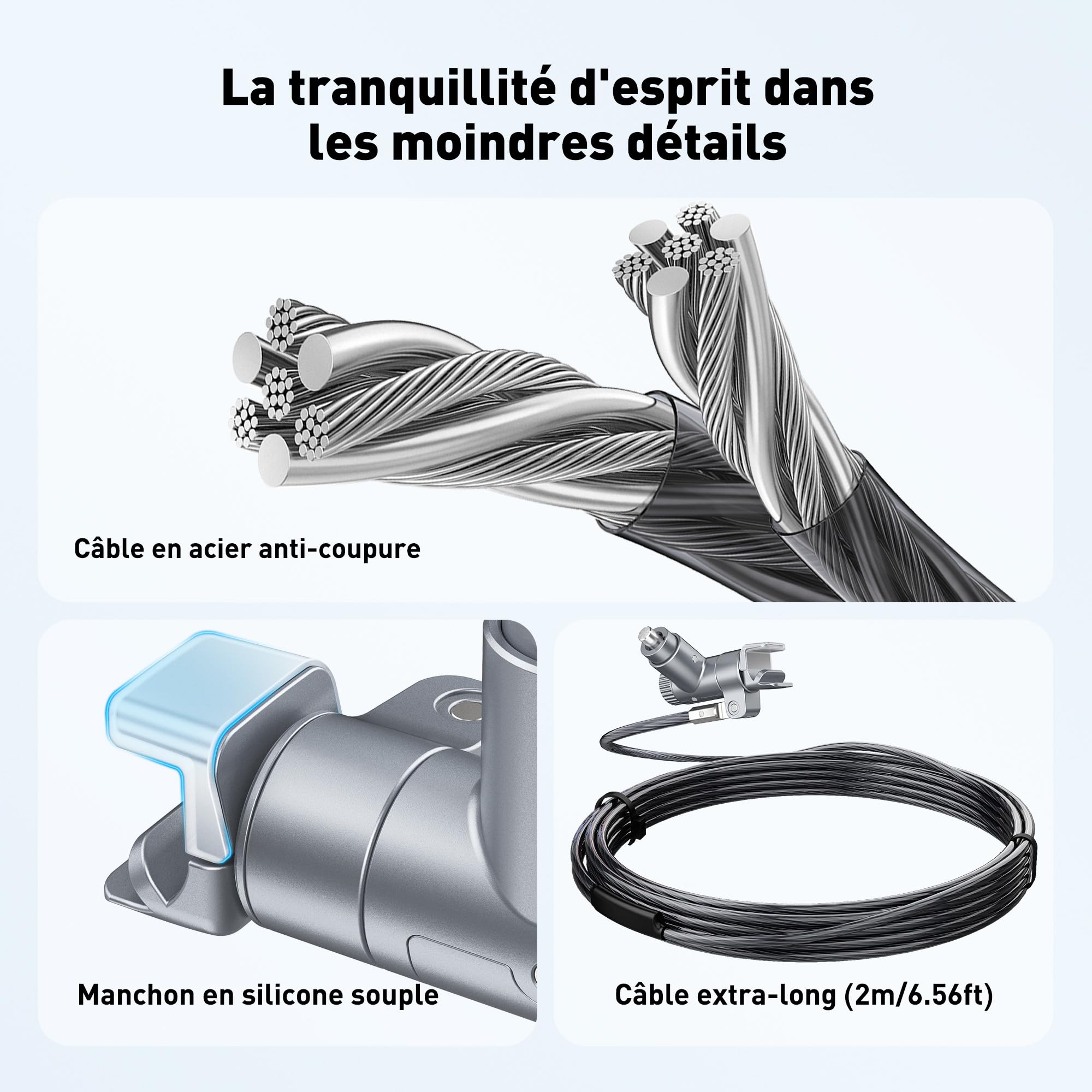 AboveTEK Câble de verrouillage pour ordinateur portable MacBook Pro 14/16 (2021–2024), verrou de sécurité antivol à clé pour ordinateur portable, câble de verrouillage d'ordinateur en acier résistant