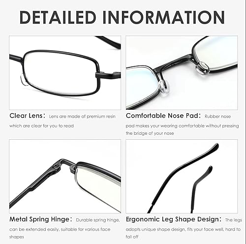 Miniatura 4 de DABYDA Lentes de lectura delgados para bolígrafo, lectores de bolsillo delgados con estuche de clip para bolígrafo, mini lectores ligeros con luz