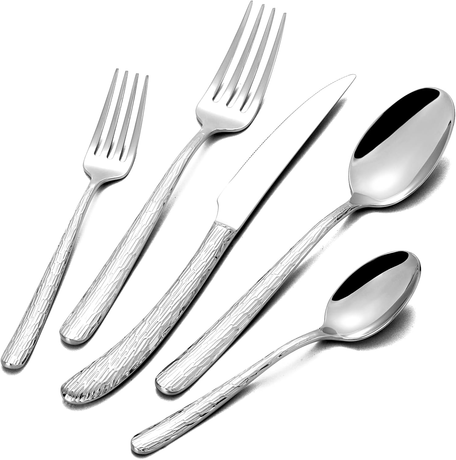 40 Piece Heavy Duty Stainless Steel Silverware Set for 8, Compralo Luxury Mirror Polish Cutlery Set Flatware Set for Formal Dining & Entertaining, Dishwasher Safe for Heavy Use