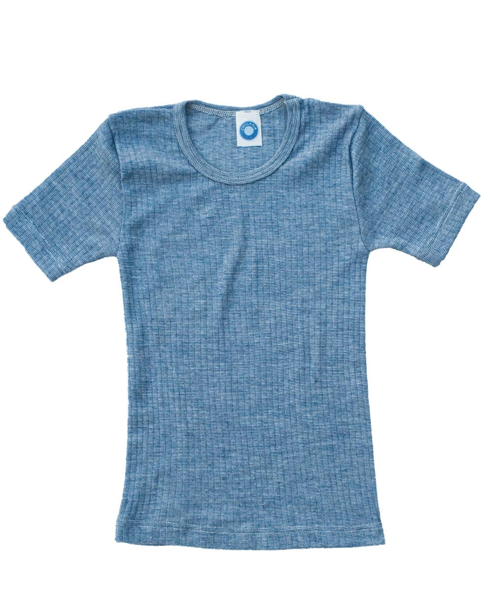 Cosilana Marine Mottled Children's Undershirt Short Sleeve, 45% Organic Cotton, 35% Organic Wool, 20% Silk, 140