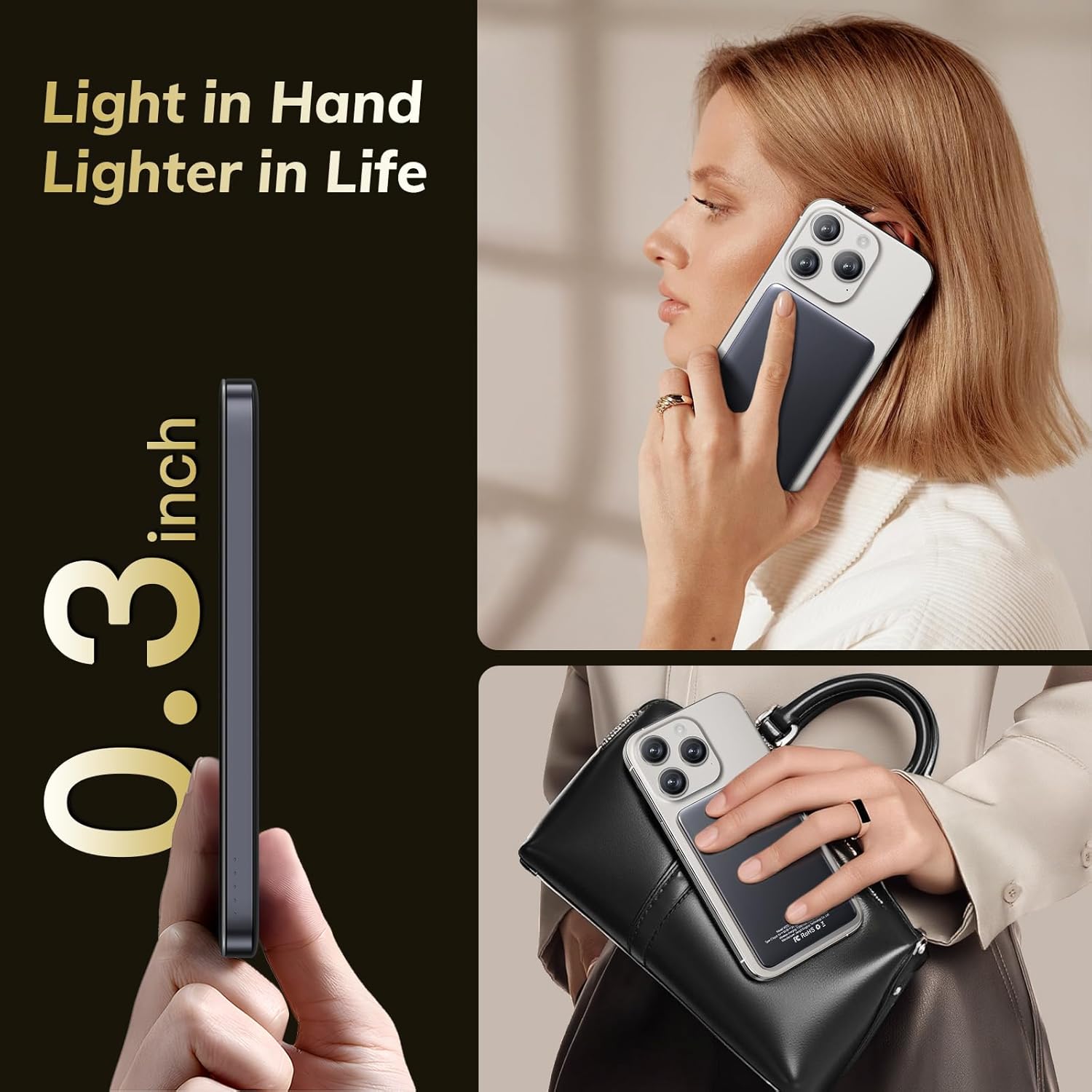 [0.3" Ultra Slim] [Alloy-Made] [Credit Card] Magsafe Portable Charger for iPhone, 2026 Upgrade 5000mAh Fast Charging Magnetic Power Bank, Wireless Battery Pack for iPhone 17 Air 16 15 Pro Max 14 13 - Image 7