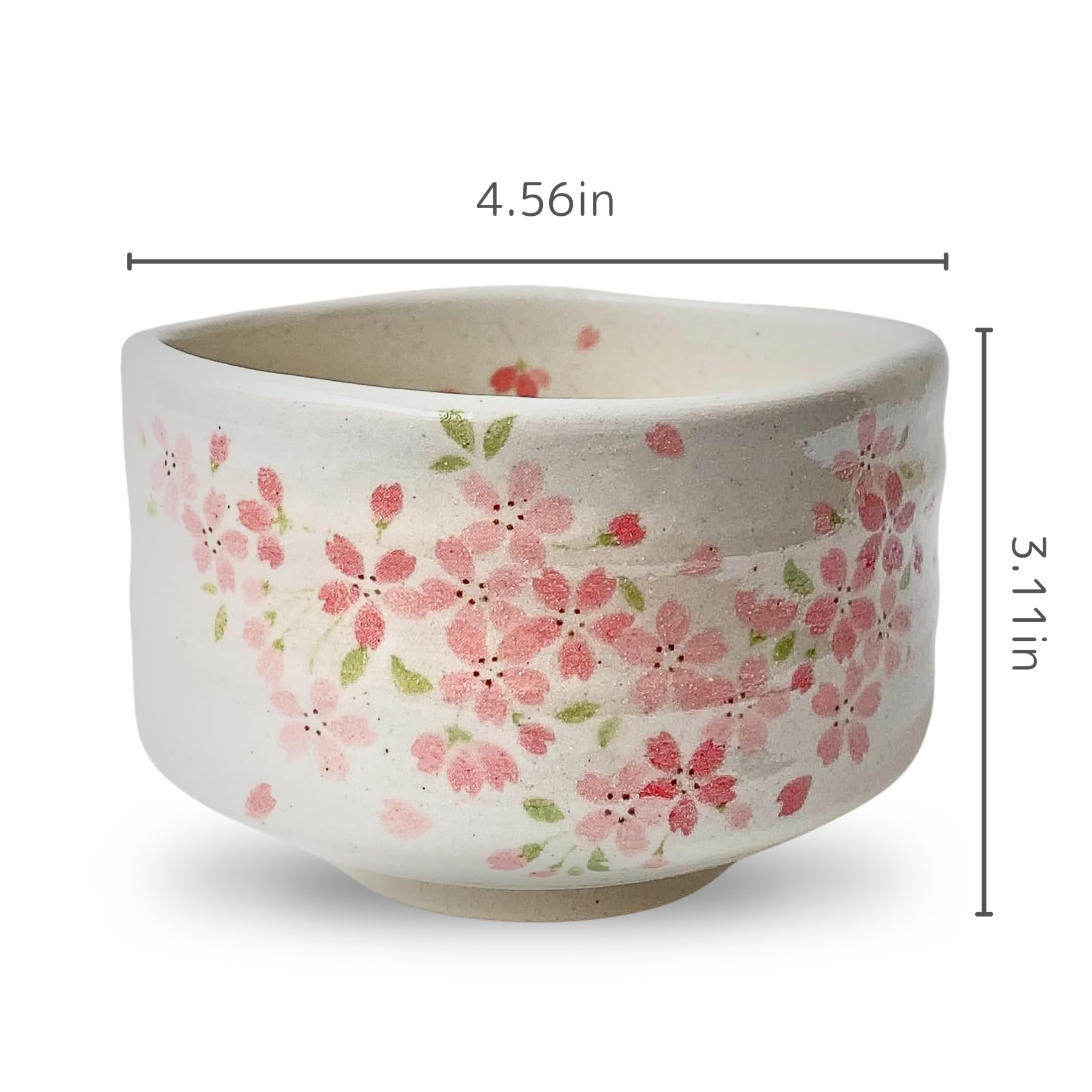 茶碗　春三花　梅桃桜 Matcha bowl Manyo grass flower plum Small matcha bowl field
