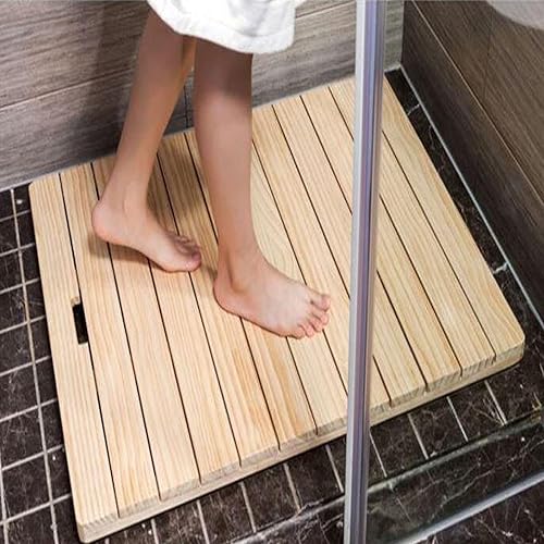 Miniatura 4 de KDDEON Tapete de baño de bambú para baño, tapete de madera antideslizante, tapete de ducha de madera natural, diseño de listones, para interiores o