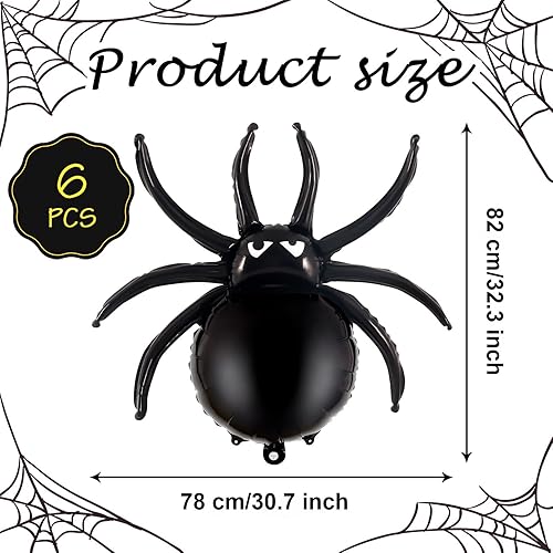 Miniatura 2 de 6 globos de araña negra, decoraciones de fiesta de Halloween, globos de Mylar de lámina de araña de 33 pulgadas para fiesta de Halloween,