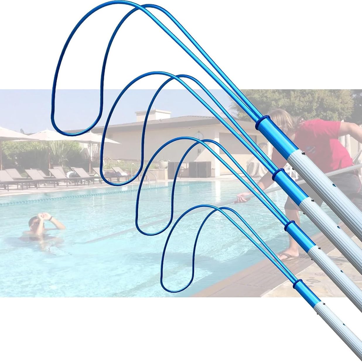 Pértiga telescópica de Aluminio para Rescate en Piscinas con Gancho para el Cuerpo: Equipo de Salvamento de Emergencia para la Seguridad acuática en Parques Infantiles, Parques acuáticos y c