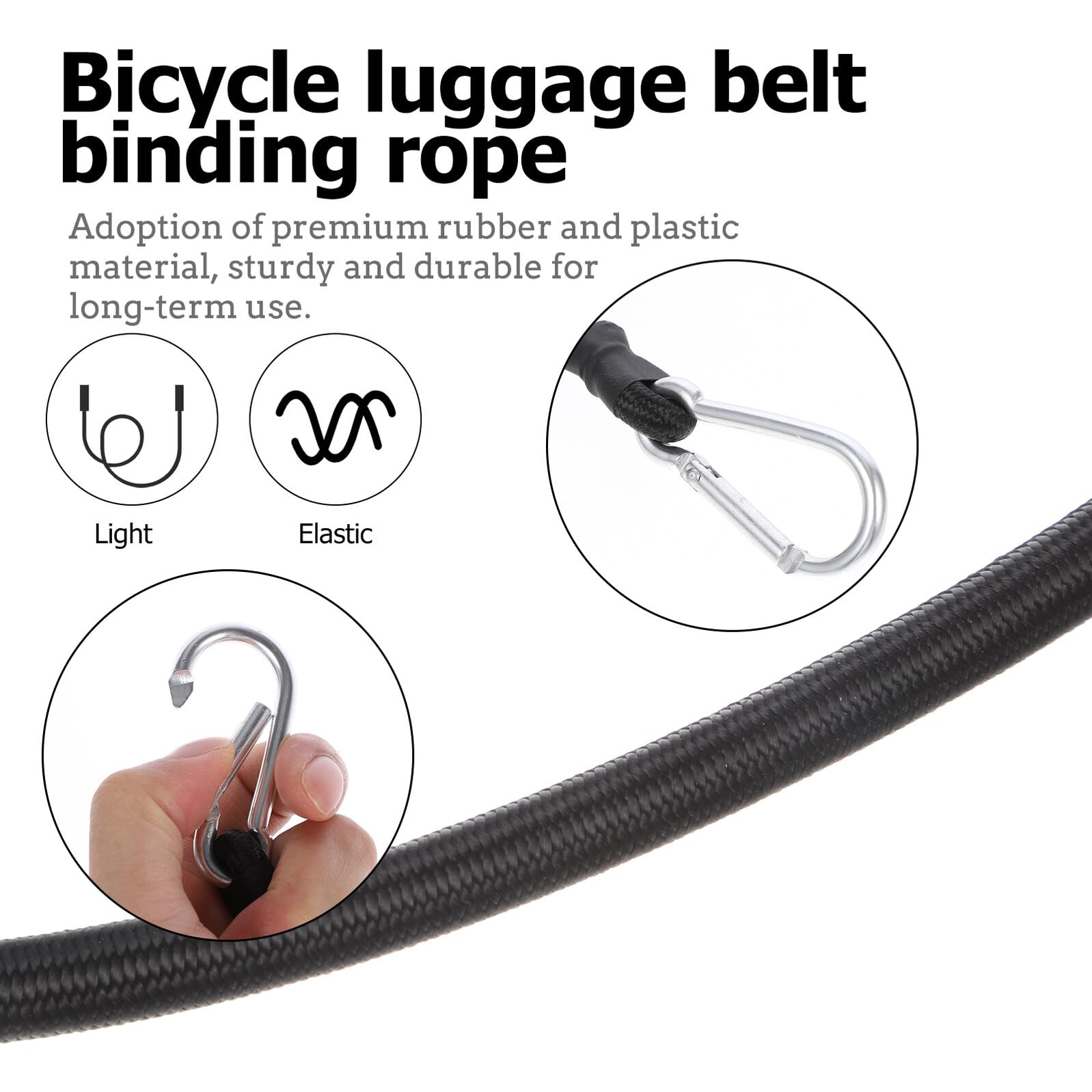 BESPORTBLE 6pezzi Cinghia Elastica con Gancio per Bagagli da Bicicletta Corda Elastica Nera Resistente Cinghie Elastiche con Gancio per Fissaggio Merci