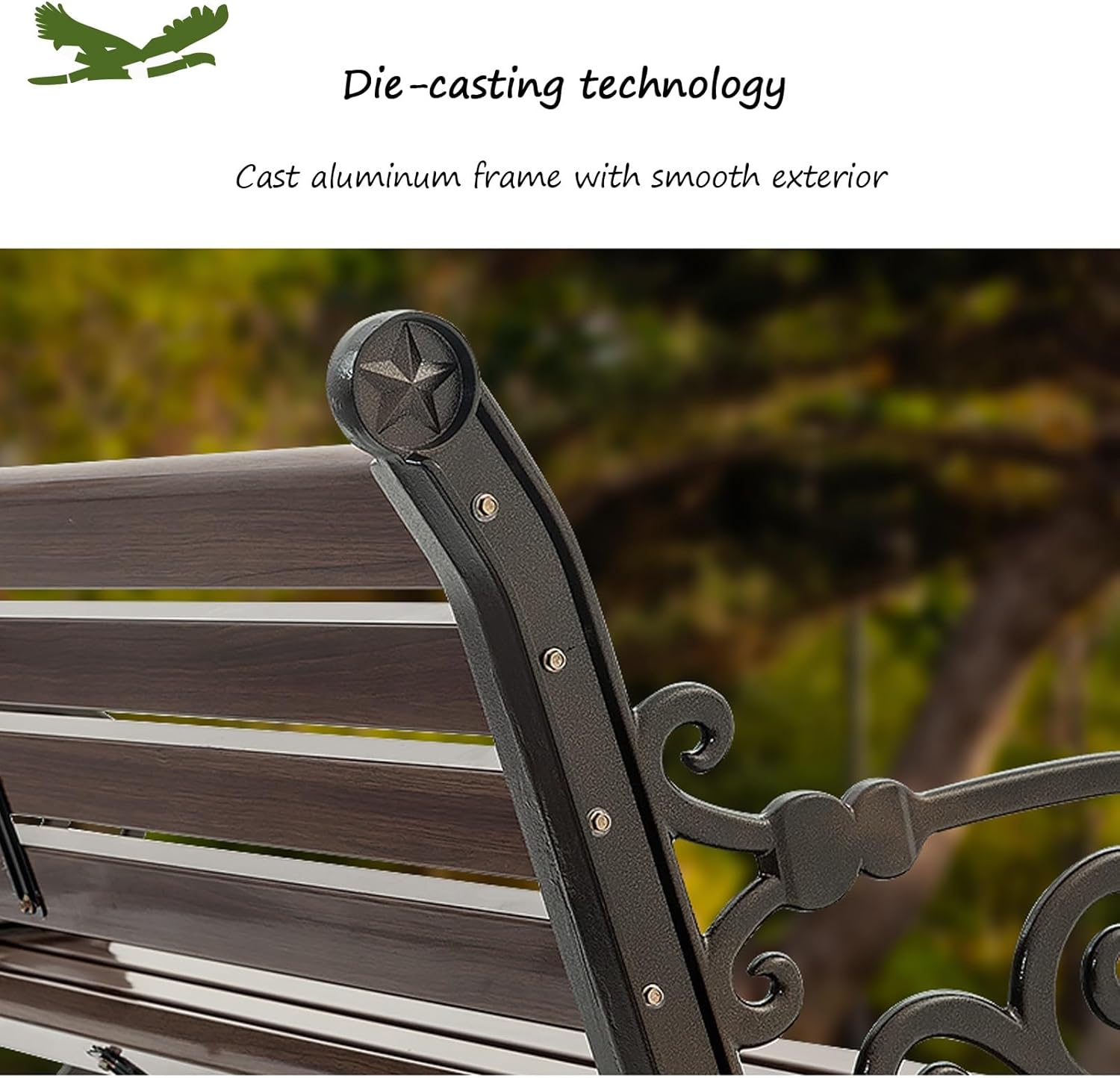 Outdoor Garden Bench, Alloy Seat Plate Bench Park, Comfortable Armrest and Chair Foot Reinforced Chassis Design, Used in Various Scenarios (Color : Gray, Size : 47.2in/120cm)