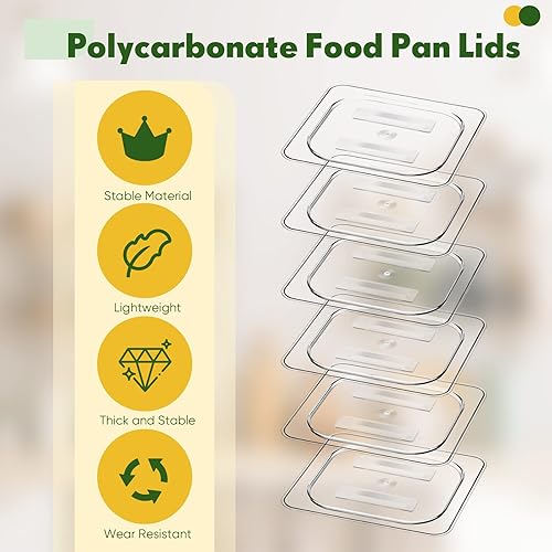 Miniatura 6 de 6 tapas de policarbonato para sartenes de alimentos con asa, 1/6 1/2 pulgadas, tapa transparente de plástico para hotel, tapas de hotel, para