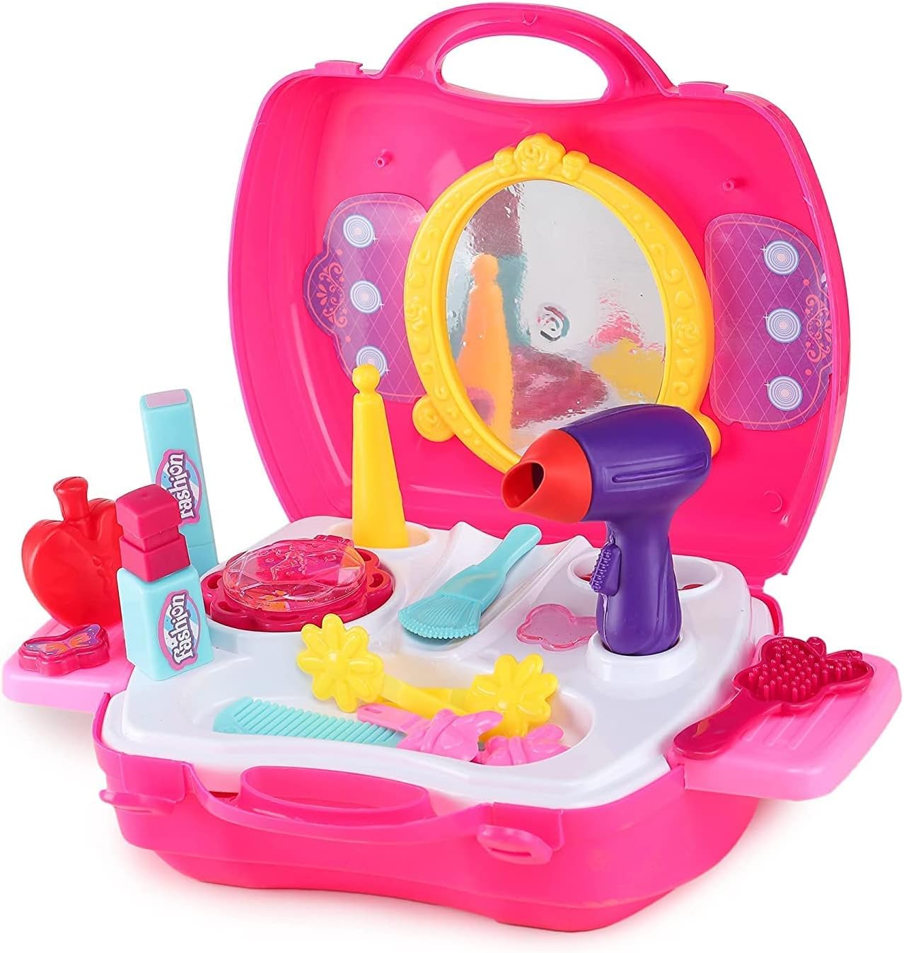 Webby Pretend Play Beauty Salon Fashion Play Set | Girls Toy | Makeup Kit and Cosmetic Toy Set for 3+ Year Kids, Girls and Boys