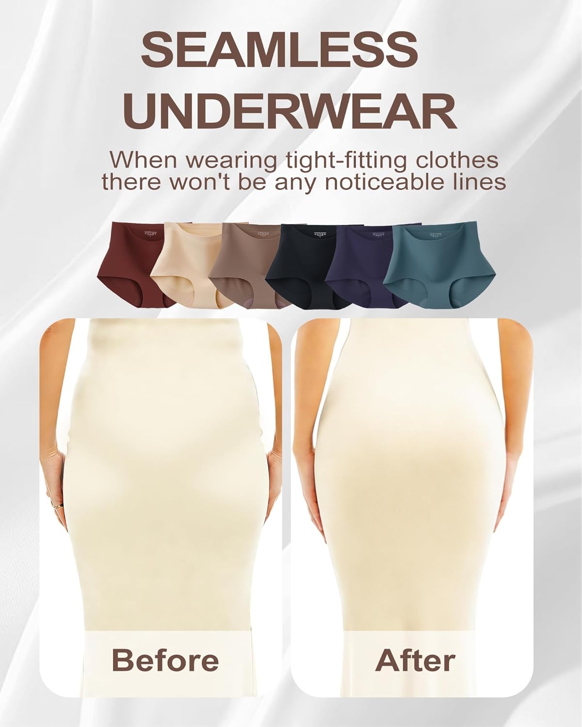 Seamless Underwear for Women Tummy Control High Waisted Panties Soft No Show Full Coverage Briefs (6 Pack) - Image 2