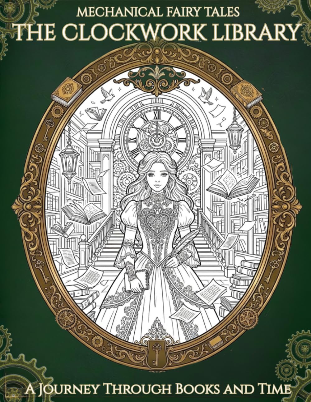 Mechanical Fairy Tales:The Clockwork Library: Fantasy Coloring Book for Adults