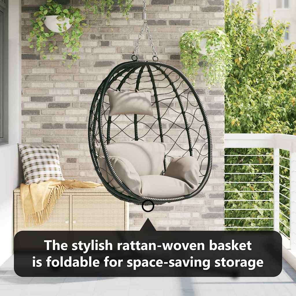 vidaXL Wiszące krzesło jajo polirattan 91,5 x 54,5 x 107 cm