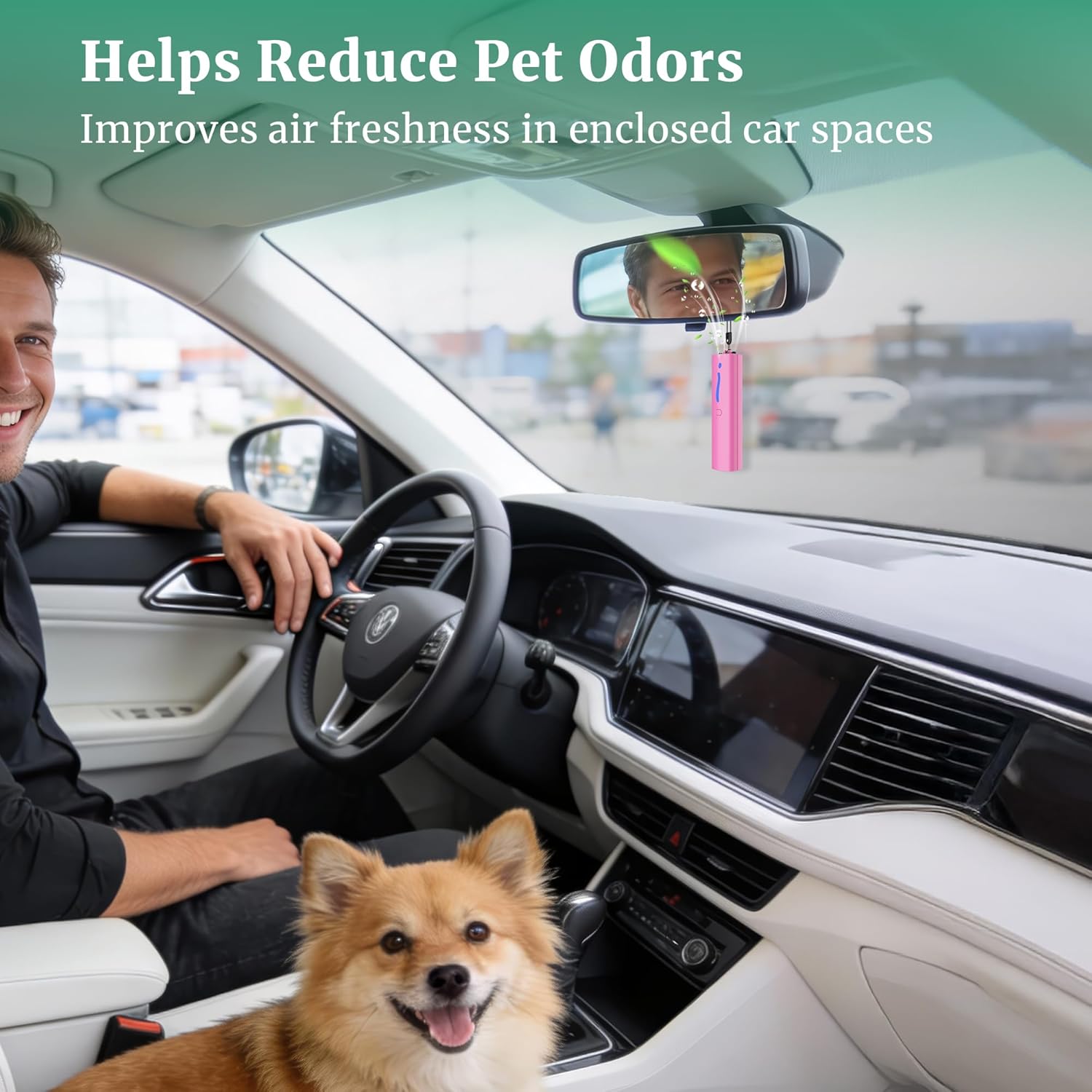 Car Air Freshener with Fragrance-Free, Hanging Car Air Freshener with Ions, Helps keep your car feeling fresh, Small Portable USB Rechargeable for Daily Driving, Home, Office(F6I Pink) - Image 4