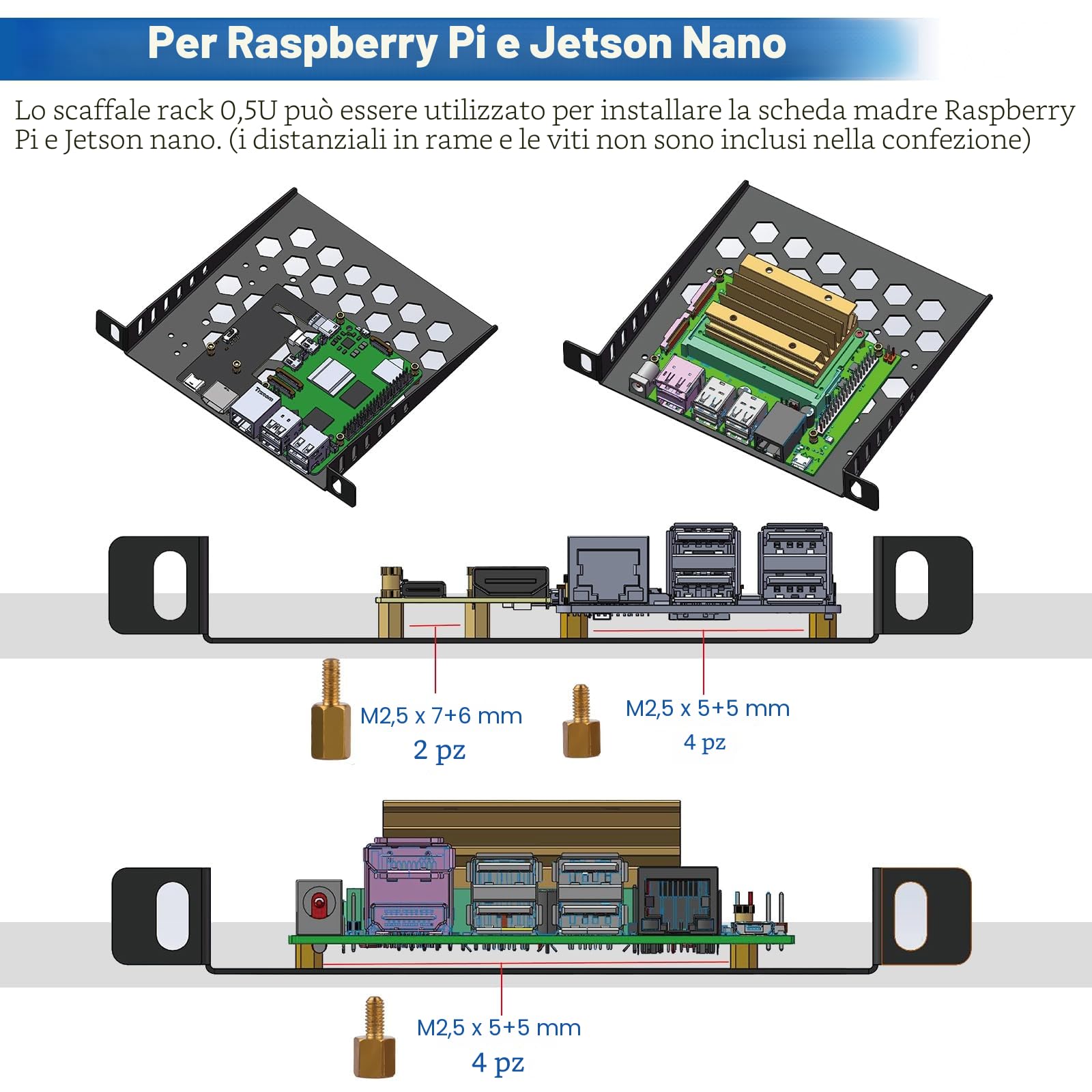 GeeekPi DeskPi RackMate TT Mini Server Cabinet per Mini PC, rete, server, apparecchiature audio e video
