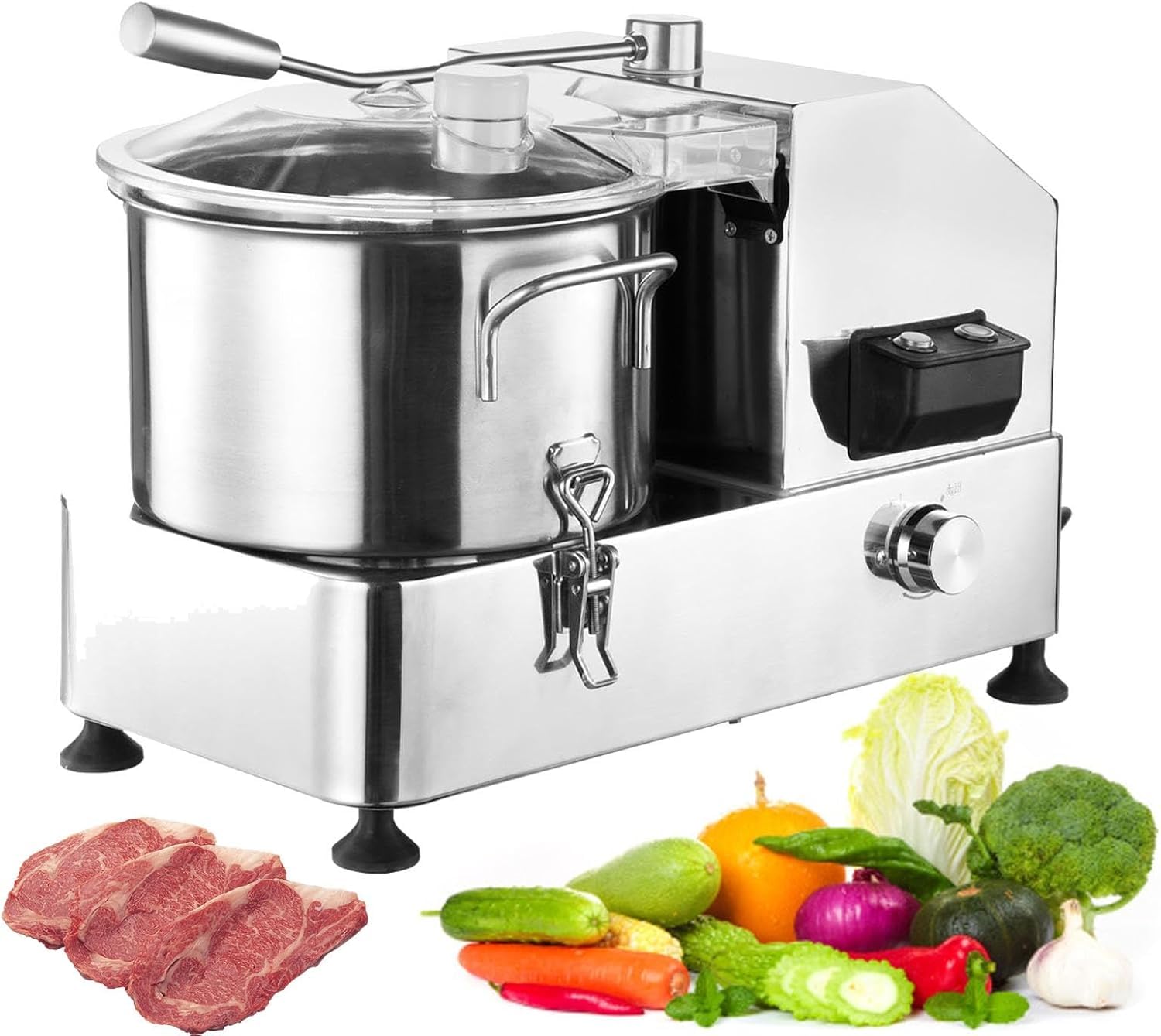 Picadora eléctrica multifuncional de alimentos – Procesador de acero inoxidable para carne, verduras, frutas y frutos secos con velocidad ajustable (HR)