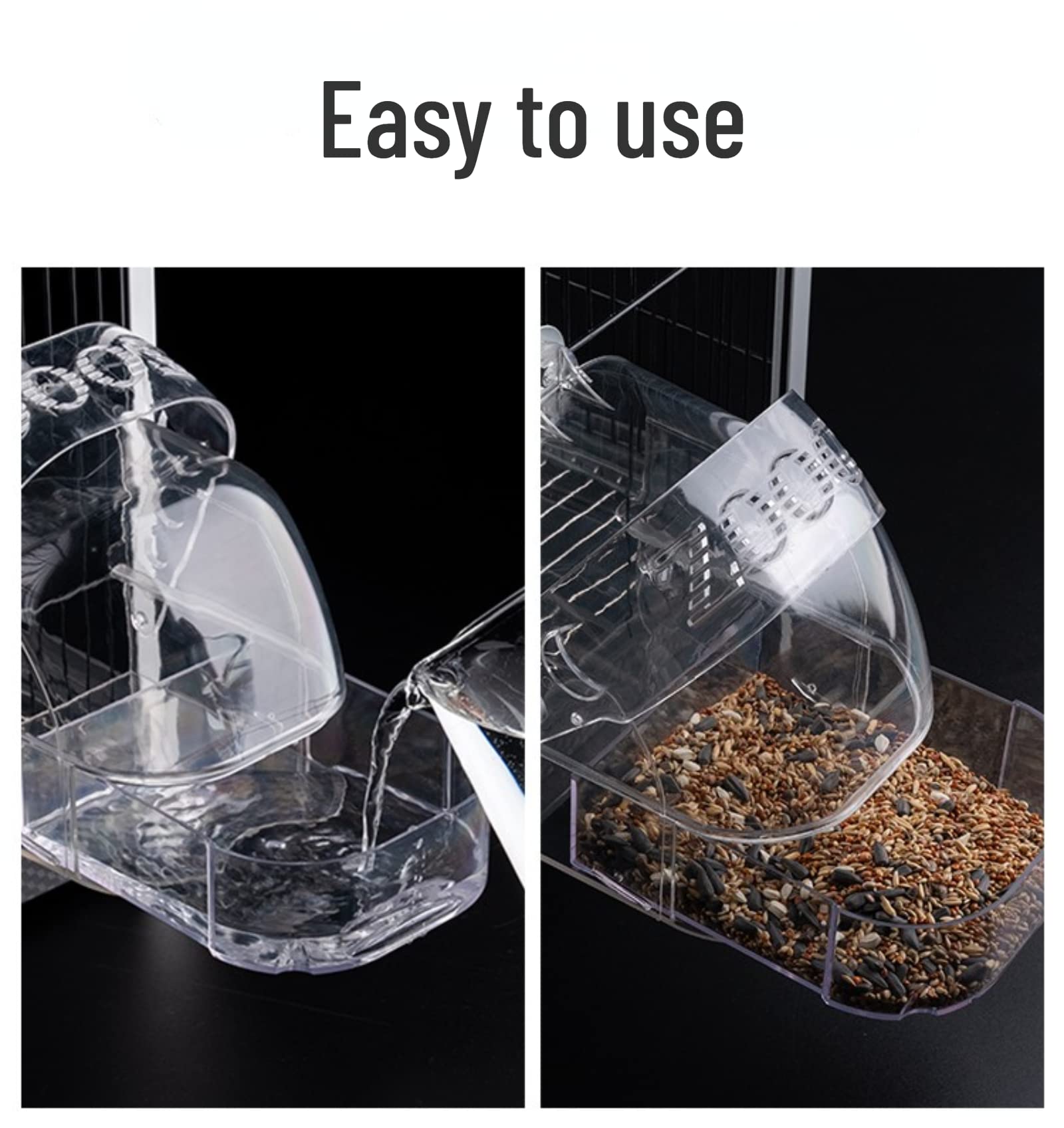Bird Bath Cage, Cleaning Pet Supplies Cockatiel Bird Clear Bathtub with Hanging Hooks and Bottom Drawer for Little Bird Parrots Spacious Parakeets Portable Shower for Most Birdcage 2