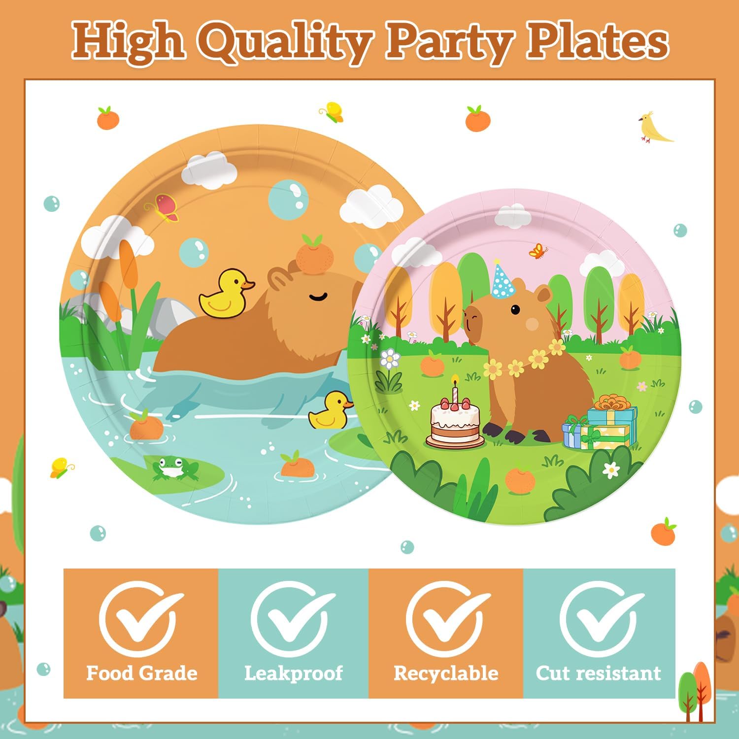 100PCS Capybara Birthday Party Decorations, Capybara Party Supplies Plates and Napkins Set, Capybara Theme Paper Food Trays 5 lb Large Food Serving Boats Disposable Snack Nacho Trays Baby Shower - Image 3