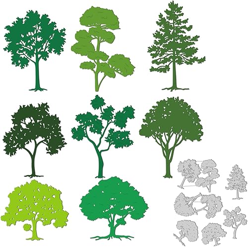 GLOBLELAND Troqueles de corte de metal, troqueles de corte de sombra de árbol, troqueles de bosque para tarjetas de álbumes de recortes y