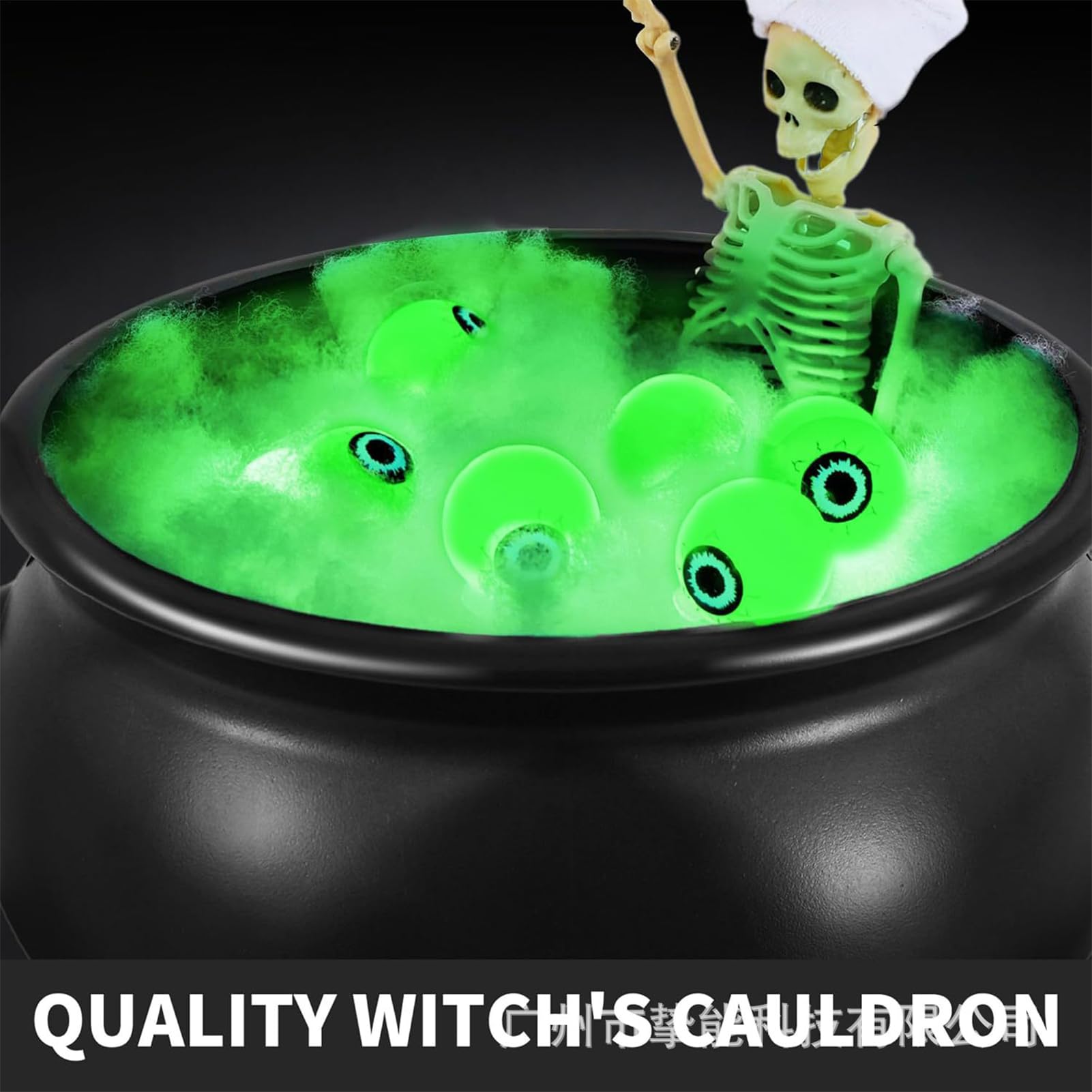 Calderone di Halloween con treppiede, decorazione spettrale per di Halloween, streghe pentole sfumato verde scheletro vasca da bagno | Forniture per le vacanze per casa infestata | Calderone Streghe Halloween con Treppiede e per Interni, Casa Infestata, G