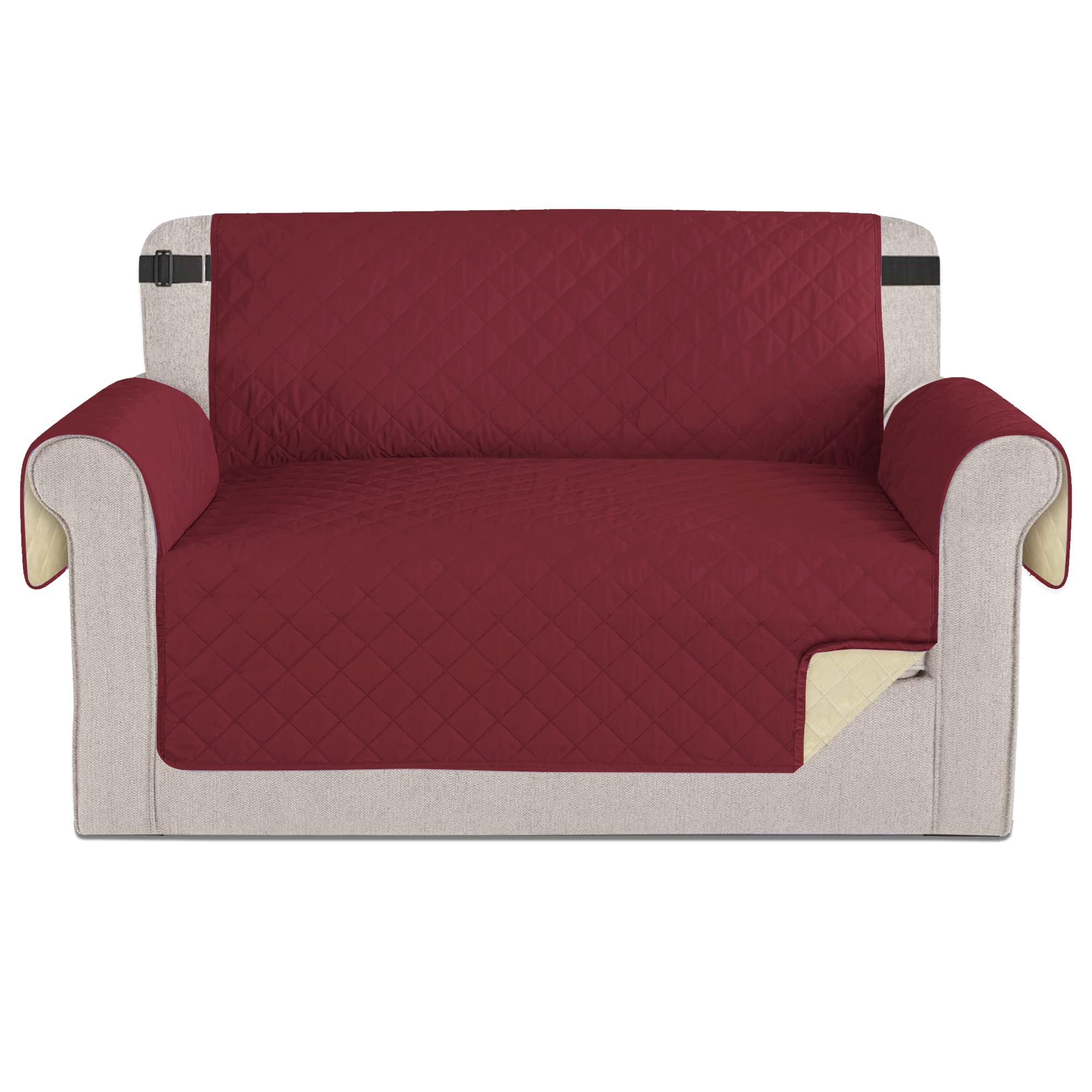 Time to Sparkle 1Pack Sofa Cover 2 Seater Sofa Slipcover Reversible Water Resistant Couch Cover with Foam Sticks Elastic Straps Furniture Protector for Kids, Dogs, Pets - Burgundy — image 1