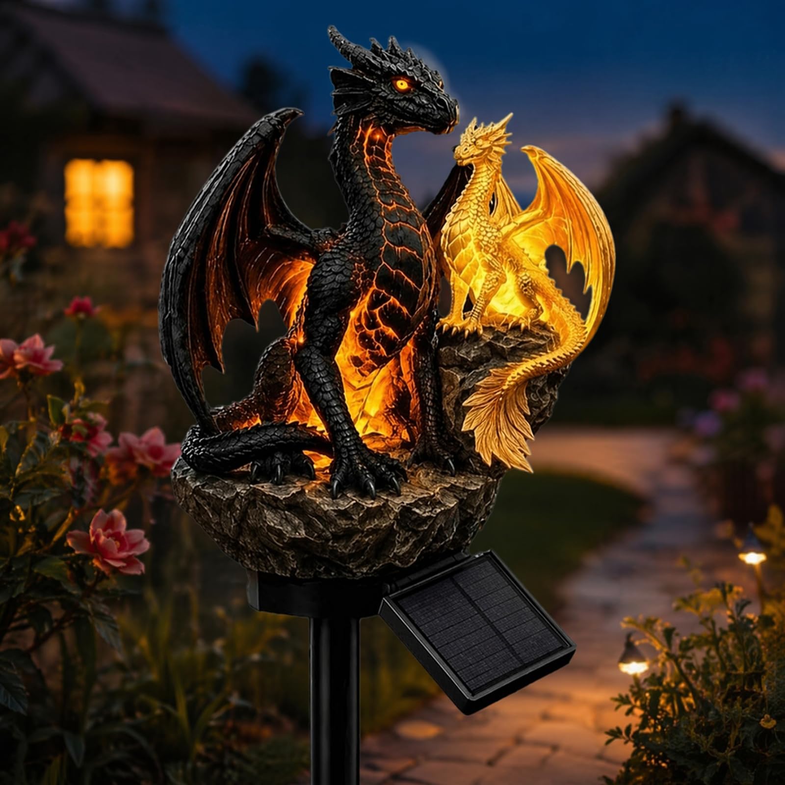 1Pc Stylea Halloween Dragon Golden Ember Edition Solar Garden Light