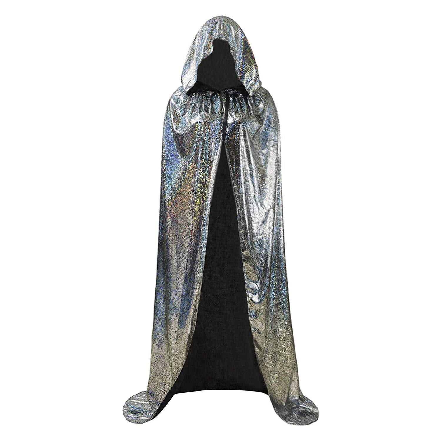 Moonlove Bling Bling Long Halloween Cape Luxuriant Cloaks With Hooded Hat Adults Mysterious Cosplay Costume Master Wizard Fairytale Fancy Dress Robe for Halloween Party Costume Ball - Image 3