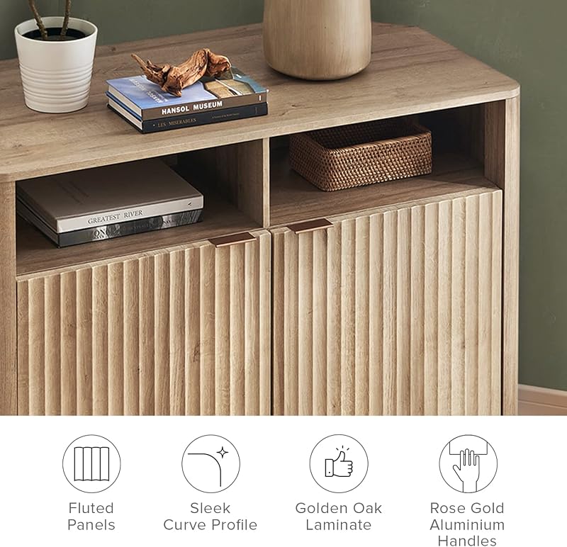 mopio Brooklyn Corner Storage Cabinet, Mid Century Modern Buffet, Entertainment Center, Storage Cabinet with Doors and Shelves, Media Cabinet for 55 inch TV Stand, for Living Room image 3