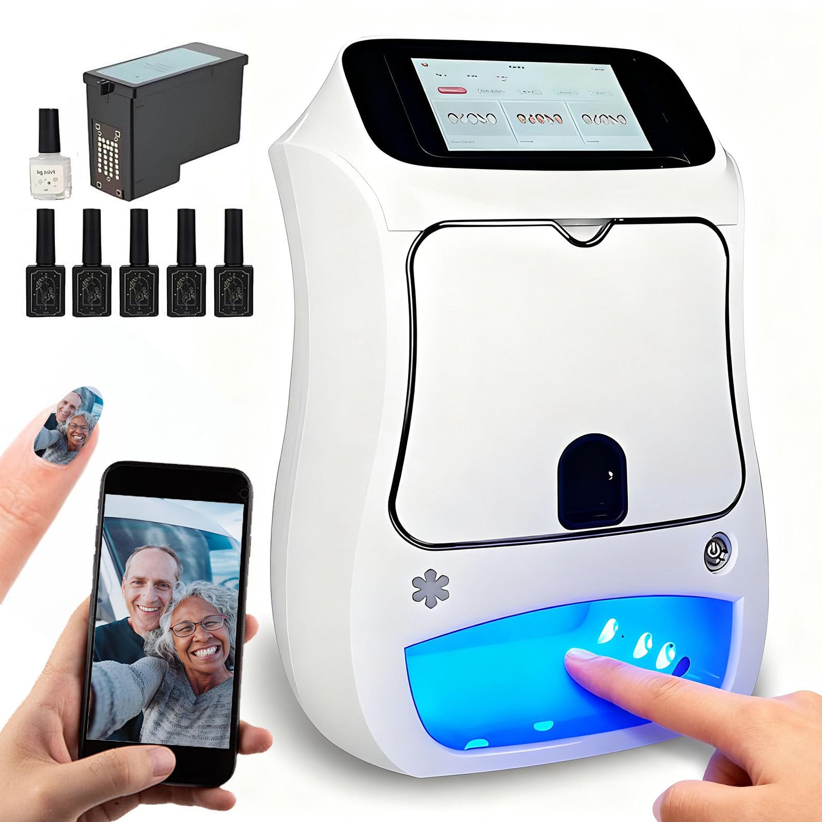Mini Imprimante pour Ongles, Machine Imprimante Ongles Nail Art Automatique Et Intelligente avec écran Tactile, Impression en 10s, Imprimante a Ongle pour Les Amateurs De Manucure