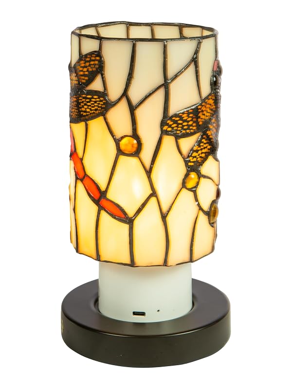 Dale Tiffany TAR24119 Red Damselfly Uplight Tiffany Accent Lamp with Built-in Rechargeable Battery and 3-Level Brightness, Multicolor, 8.5-inch Tall by Dale Tiffany - Used condition - Image 4