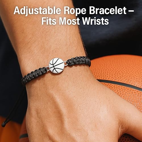 Miniatura 3 de Sportybella Pulsera unisex con dije de baloncesto – Pulsera de amistad ajustable con dije de baloncesto