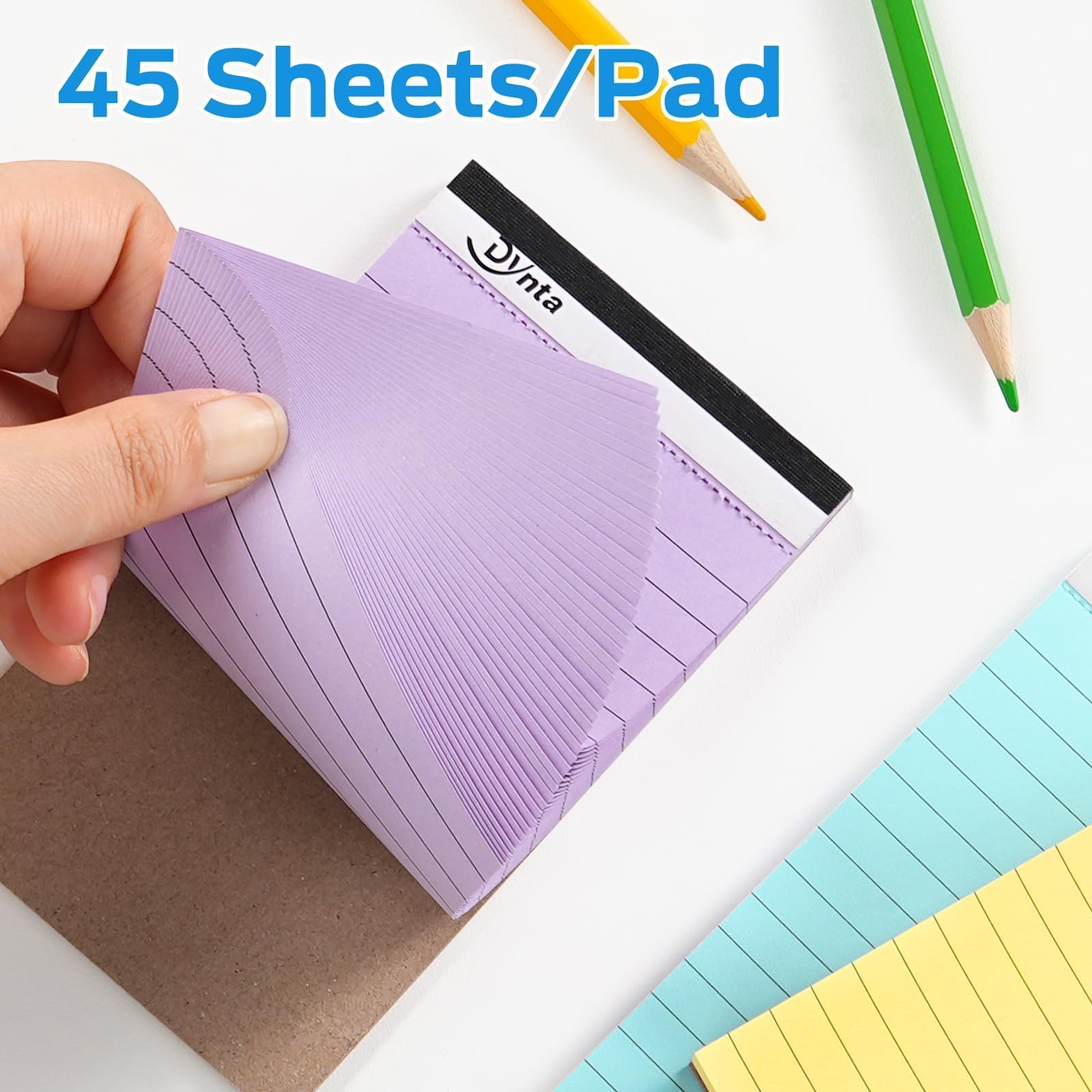 Dynta 36 blocchi per appunti 3 x 5, 45 fogli per mini blocchi da scrittura a righe universitarie, carta colorata 80 g/m², 1620 fogli, multicolore carino blocco note per regalo