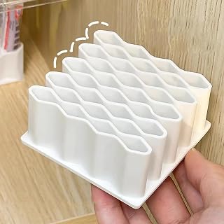 1pcs 32 Compartment Multi-Layer Vertical Storage Ointment Desktop Organizer | Wavy-compartment Tubular Item Storage Rack Space-Saving Makeup Brush Sample Organizer Home Desktop,6.5*6.2cm