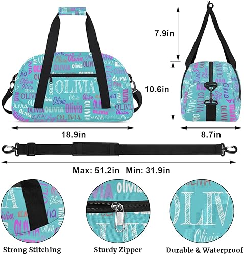 Miniatura 2 de Bolsa de gimnasio personalizada para niñas, bolsa de baile personalizada para adolescentes, bolsas de fin de semana para la noche, bolsa de lona