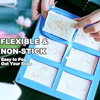 Vista 4 de Paquete de 2 moldes de silicona para jabón, 6 cavidades rectangulares de silicona, ideales para moldes de jabón caseros, molde de chocolate, molde