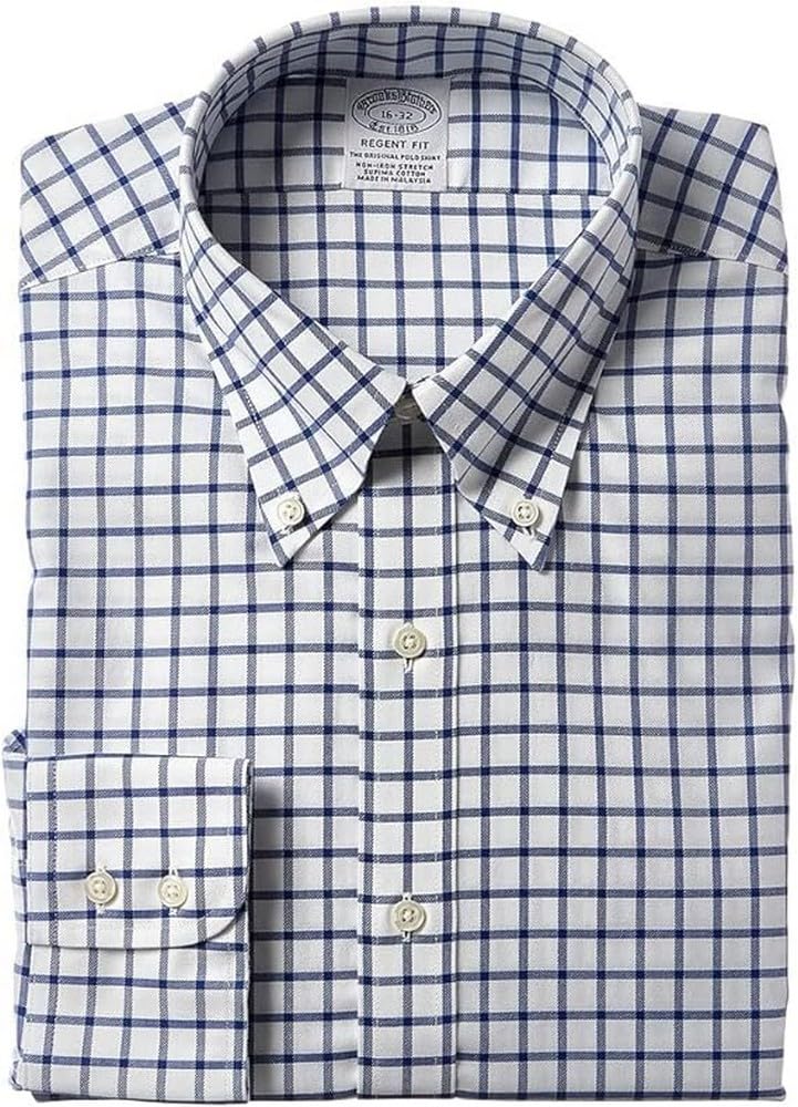 Brooks Brothers Mens Non-Iron Stretch Twill Patterened Button-Down Collar Dress Shirt
