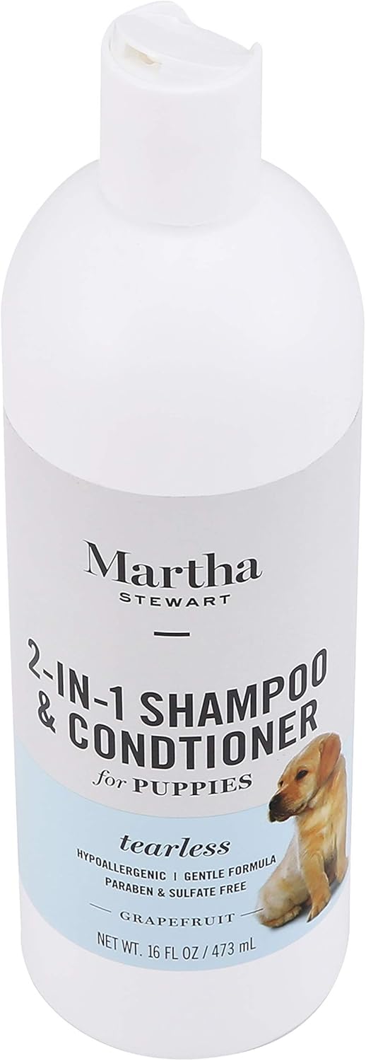 Martha Stewart for Pets 2-in-1 Puppy Shampoo with Grapefruit | Tearless Dog Shampoo and Conditioner, Safe for All Dogs and Puppies, 16 Ounce Bottle Dog Wash : Pet Supplies